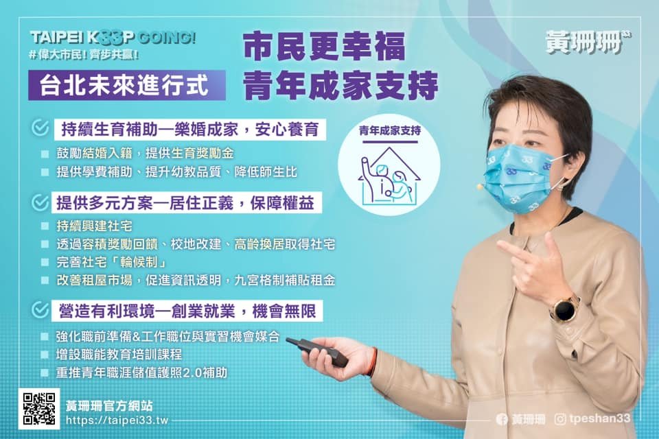 2022選戰／黃珊珊青年政策  「生、多、利」來搶人