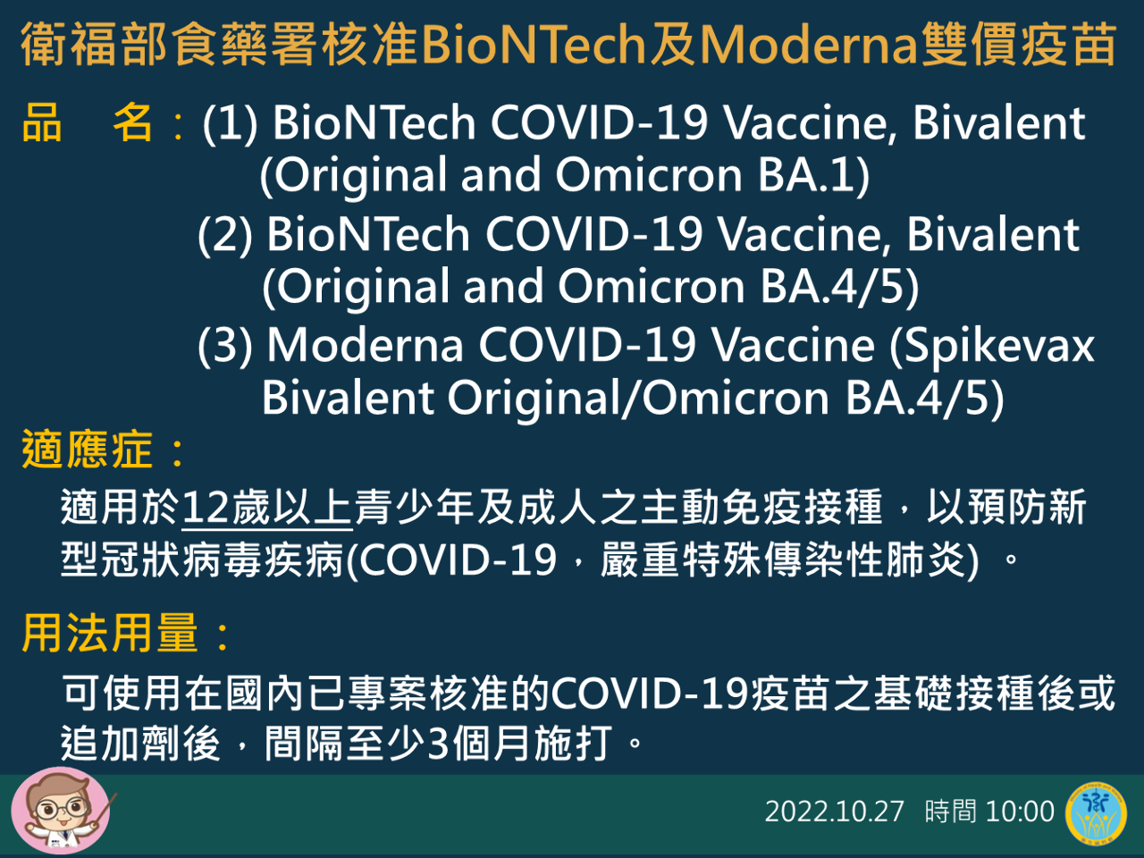 BA.5次世代疫苗 最快11月中下旬開打