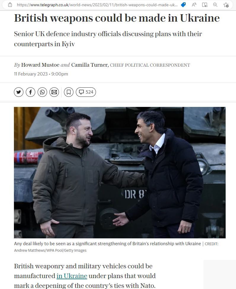 減輕對西方軍武依賴 傳烏克蘭可製造英國武器
