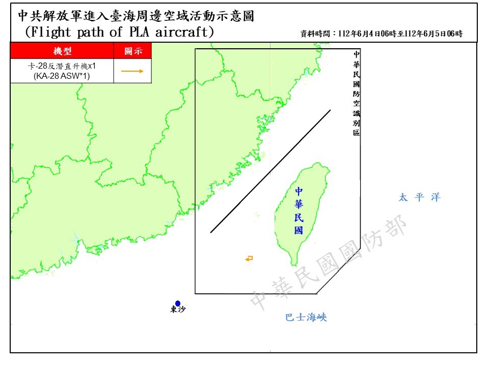 共軍1架反潛機侵擾西南空域