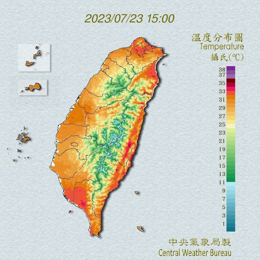 11縣市亮高溫燈號 花蓮瑞穗37.4度