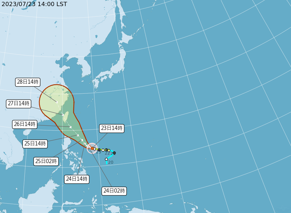 杜蘇芮最快23日晚8時轉中颱 24日晚發海警