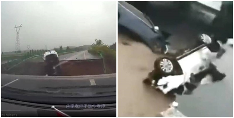 杜蘇芮環流轉襲東北 黑龍江橋梁塌陷汽車被困