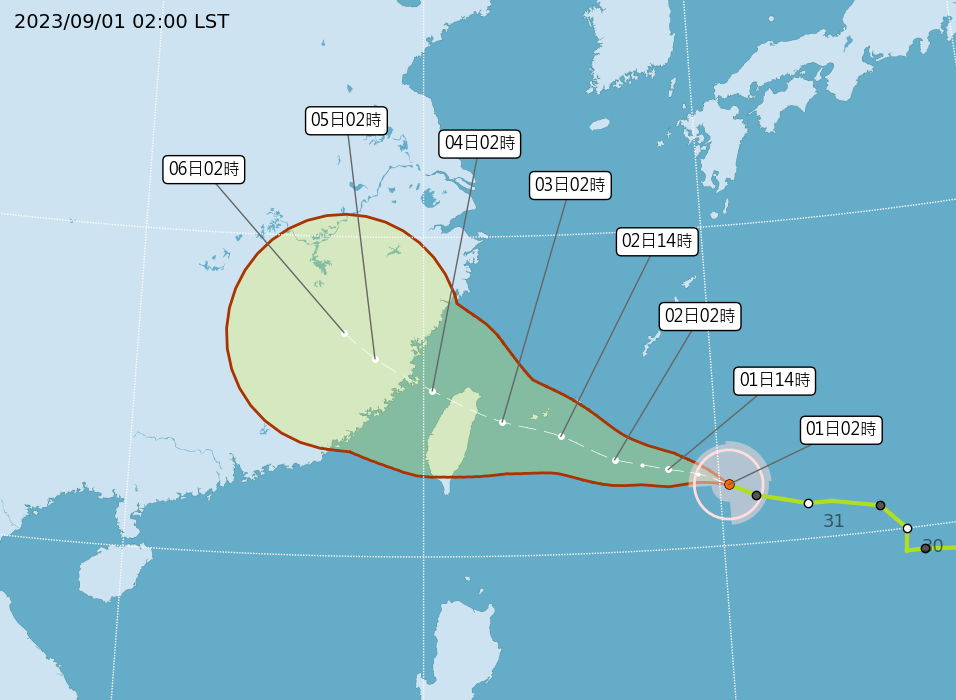 海葵漸近降雨機率高  週末影響台灣最明顯
