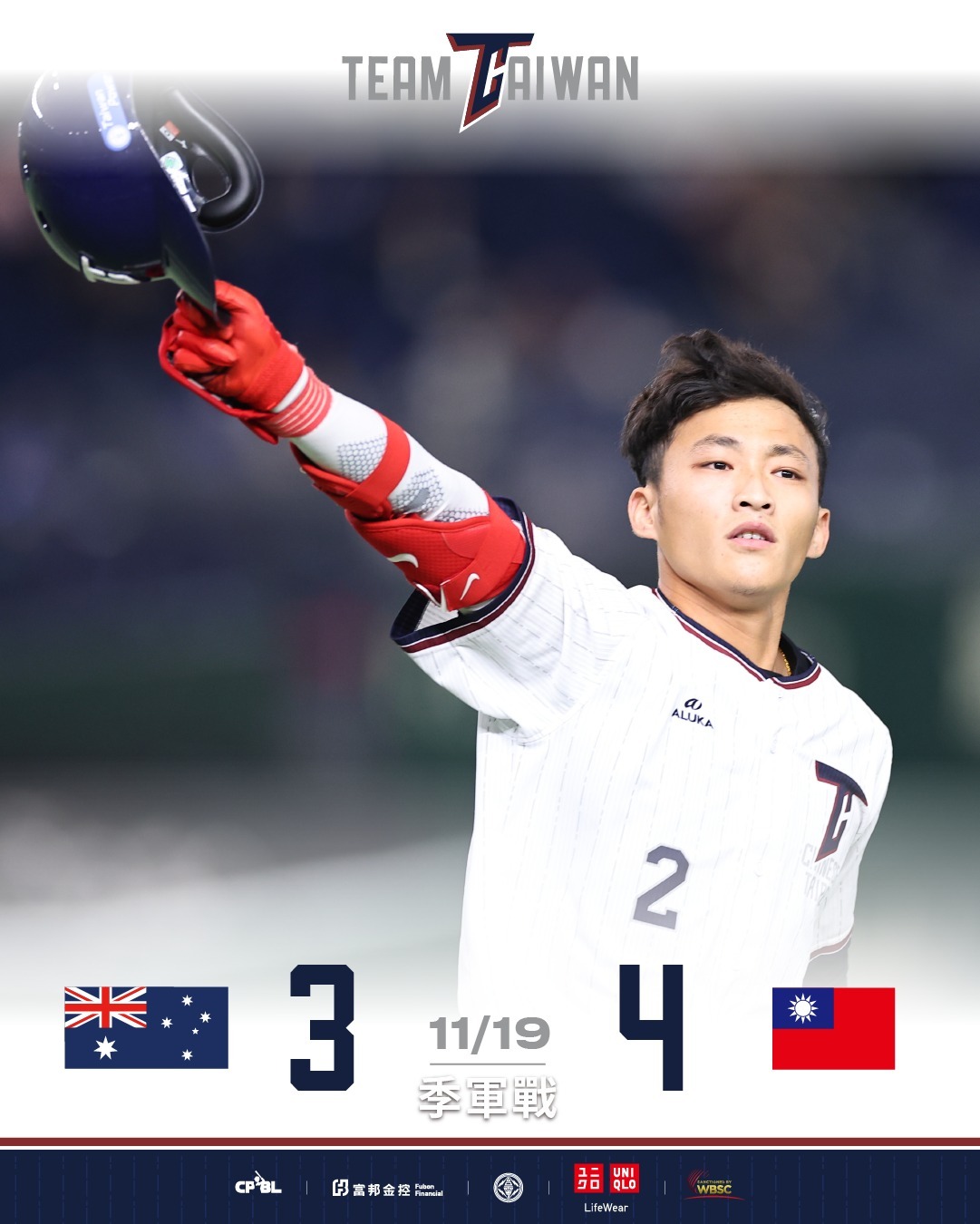 亞冠賽郭天信敲再見安 中職4比3擊退澳洲奪季軍