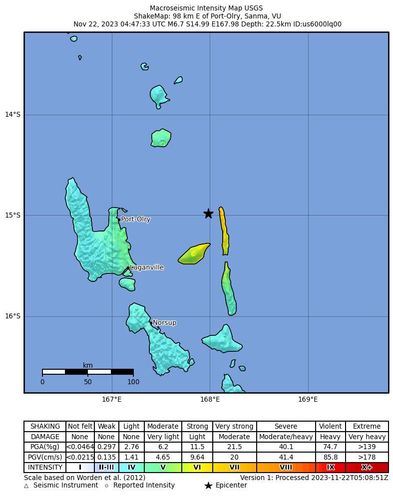 USGS ：萬那杜發生規模7淺層地震
