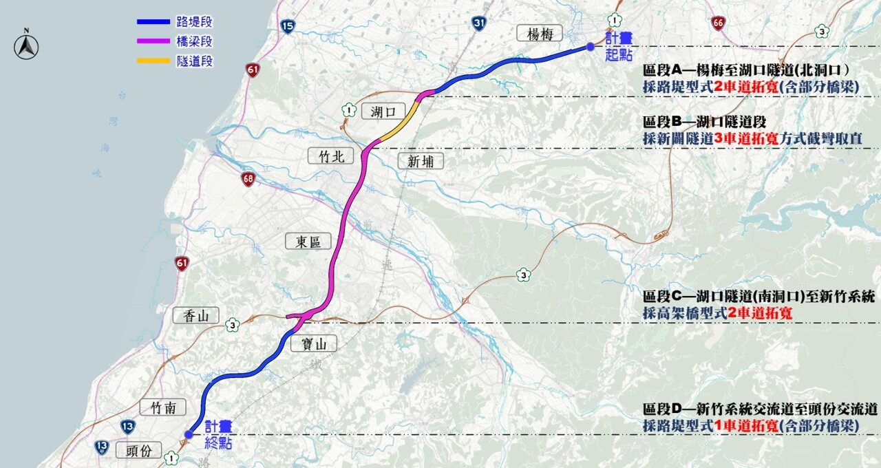 國1楊梅至頭份將拓寬、高架 可望改善新竹壅塞