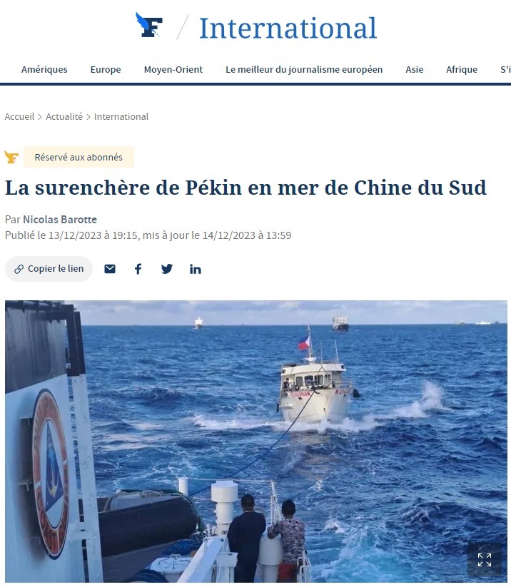 中國使館公開批法媒 不滿台灣列國家、南海報導