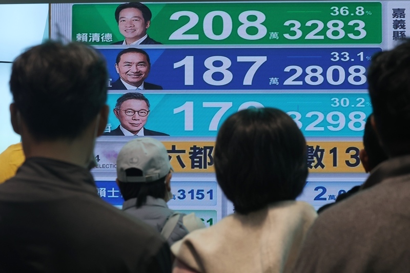 中選會截至晚間7時開票 賴蕭配破300萬票暫時領先