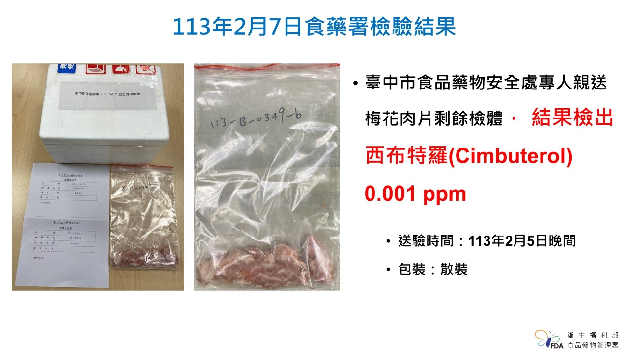 台糖肉品瘦肉精複驗結果 食藥署證實：驗出微量西布特羅