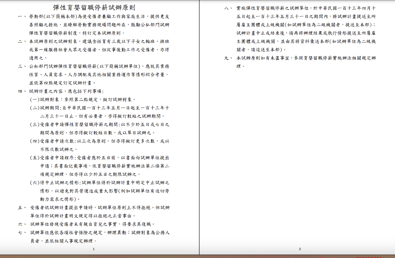 彈性育嬰假未強制恐流於形式 勞動部盼先試辦找出問題點
