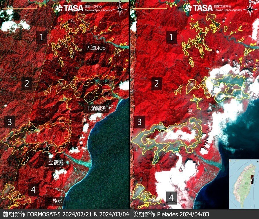 花蓮強震／福衛五號緊急出動取像震後東海岸影像