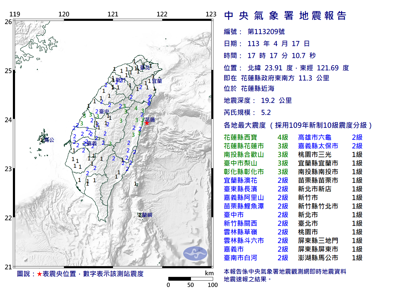 花蓮強震／已900多起餘震！ 花蓮近海17:17再震 規模5.2