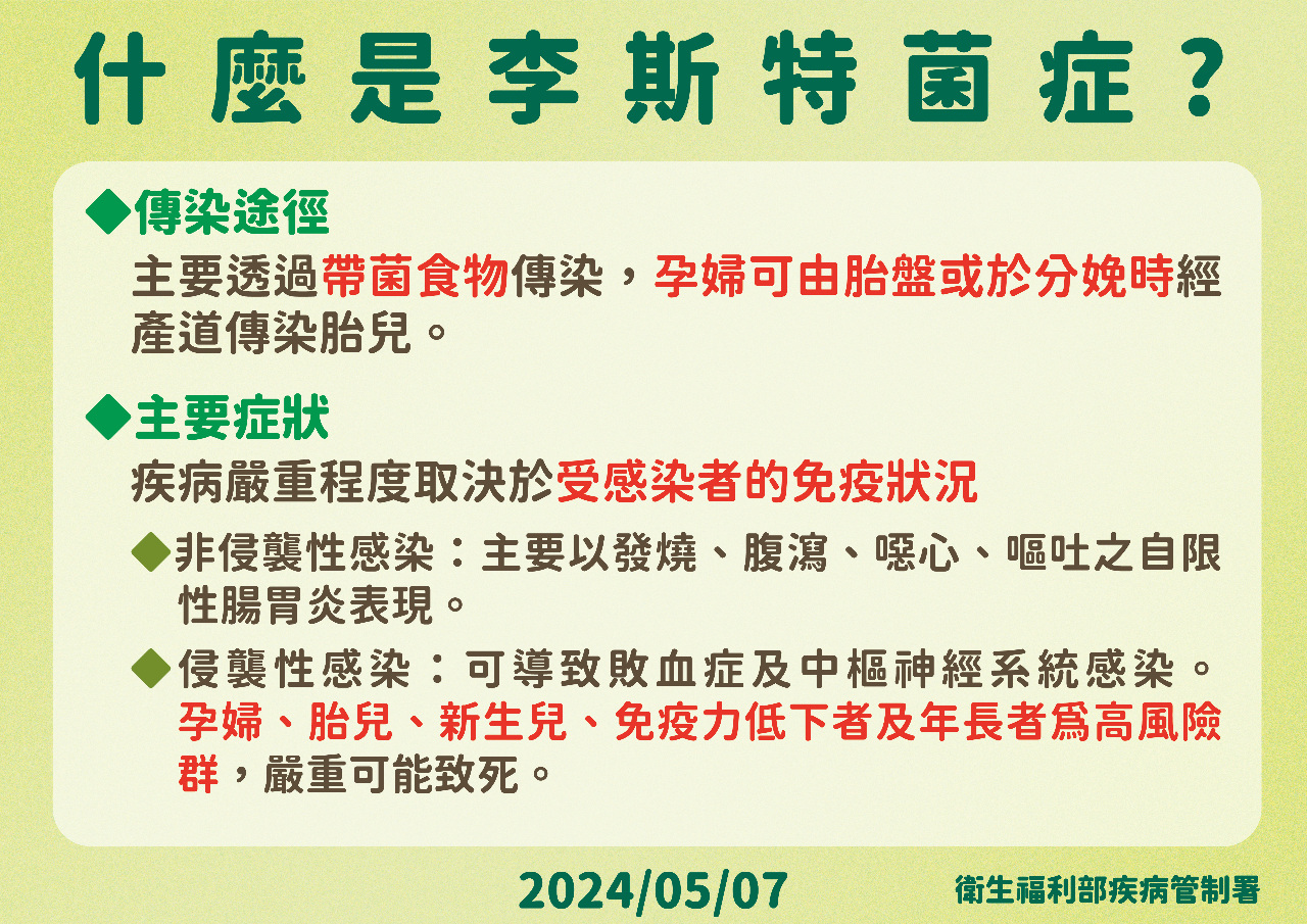 今年首例！ 新生兒母嬰垂直傳染李斯特菌症