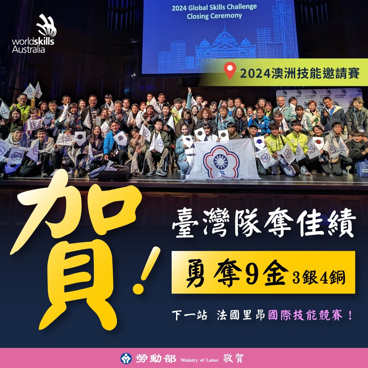 澳洲技能邀請賽 台灣獲9金3銀4銅