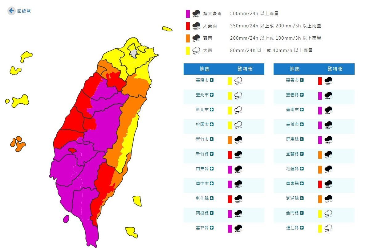 凱米颱風來襲 氣象署發布豪雨特報
