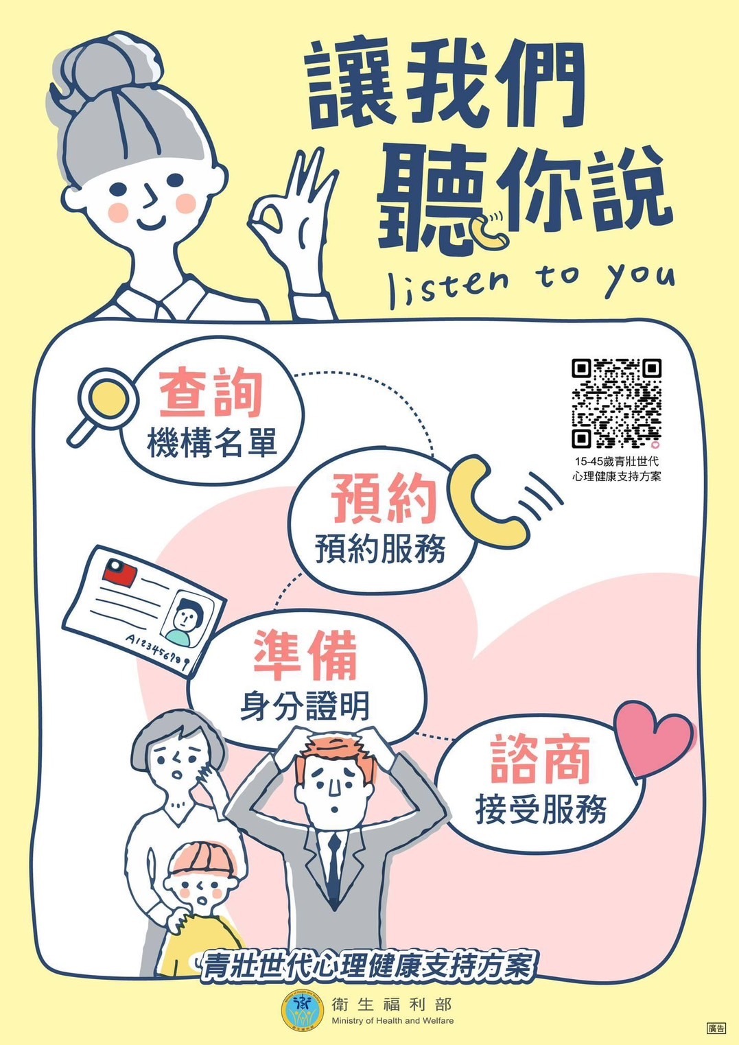 15-45歲免費心理諮商今上路 已使用年輕族群方案者可再參加