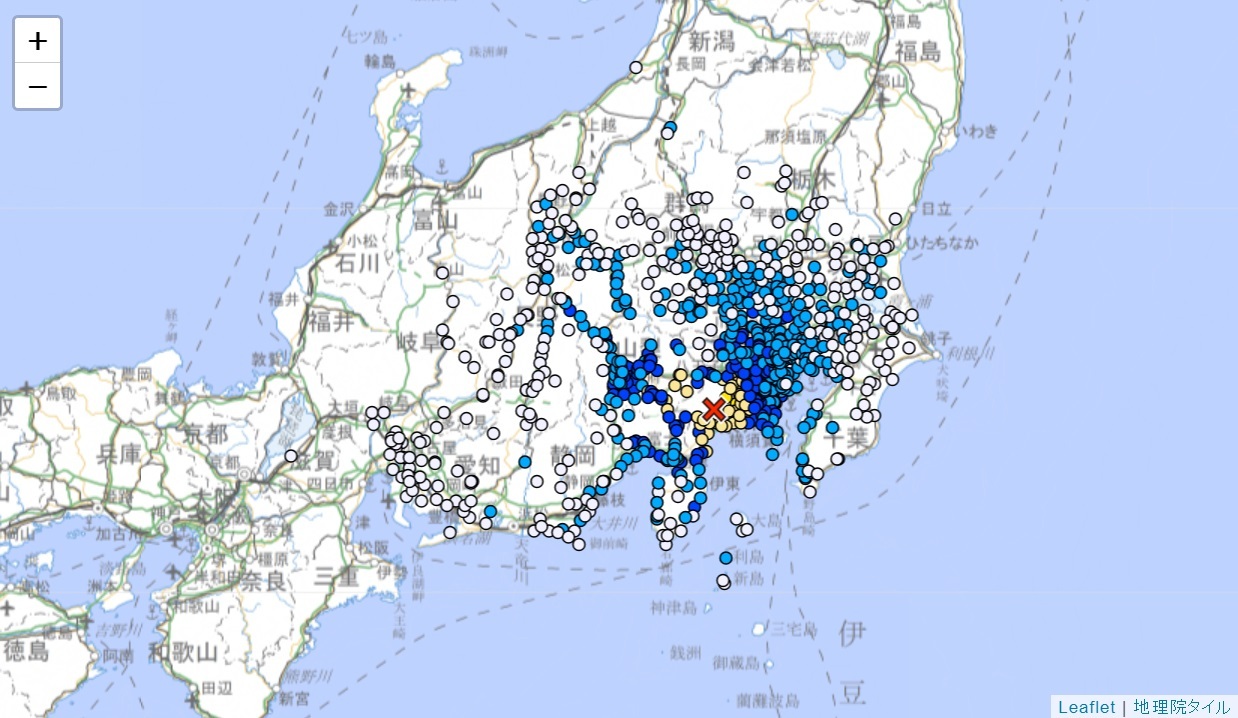日本神奈川縣地震規模5.3 最大震度5弱