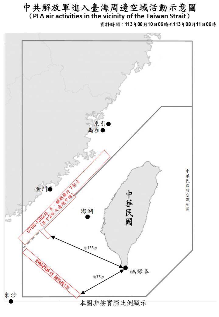 3共機越海峽中線擾台  距鵝鑾鼻最近75浬