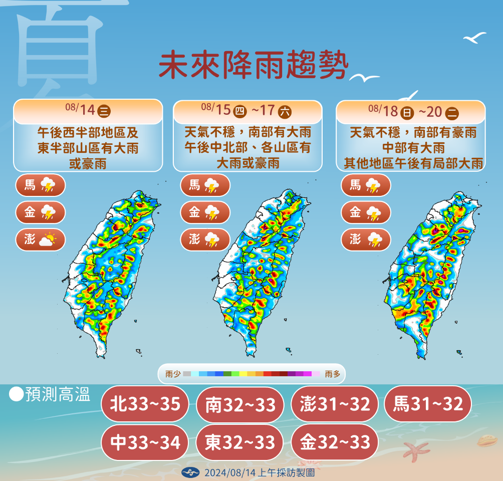 中元節起連3天 中南部留意雨神再度發威