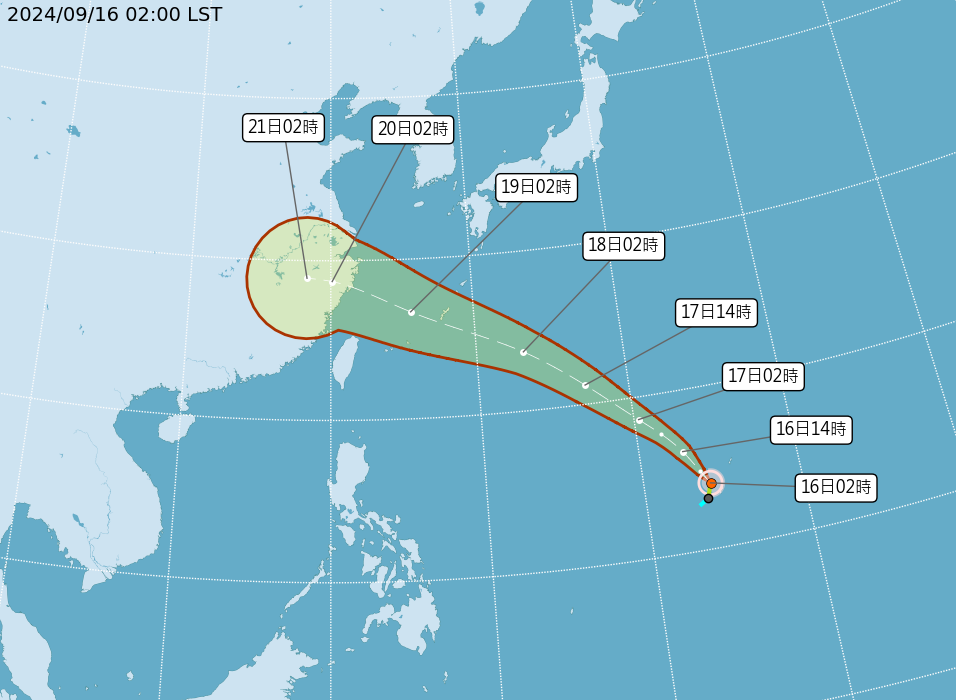 颱風葡萄桑晚間生成 朝琉球附近海域移動