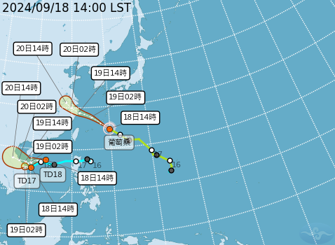 颱風葡萄桑接近台灣 北部短暫雨中南部防大雨