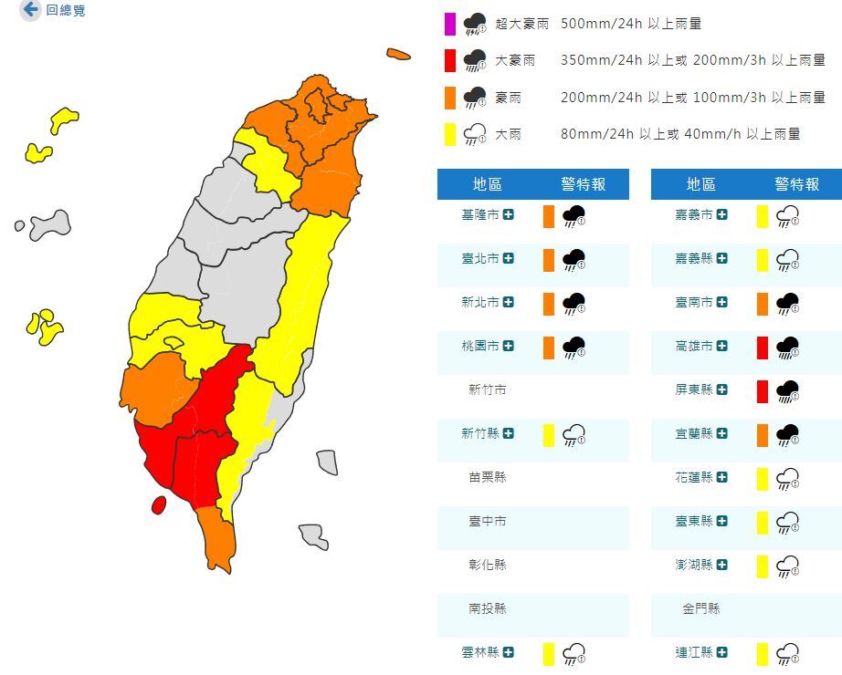 氣象署發布豪雨特報 台北西門町路樹壓損1車