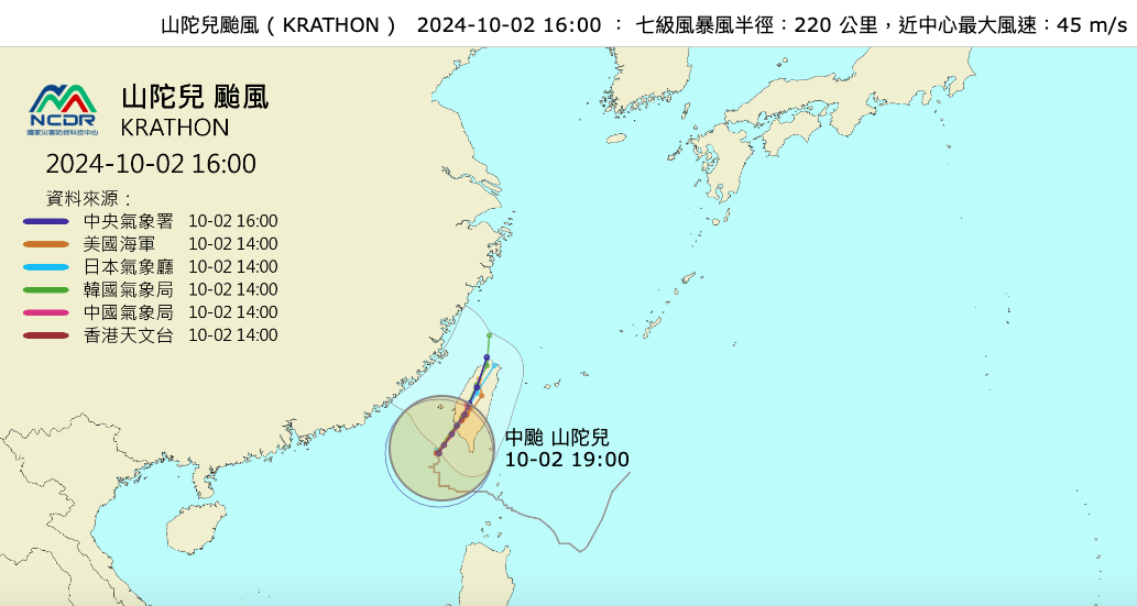 山陀兒登陸恐轉熱帶性低氣壓 史上第2個消散在台灣上空颱風