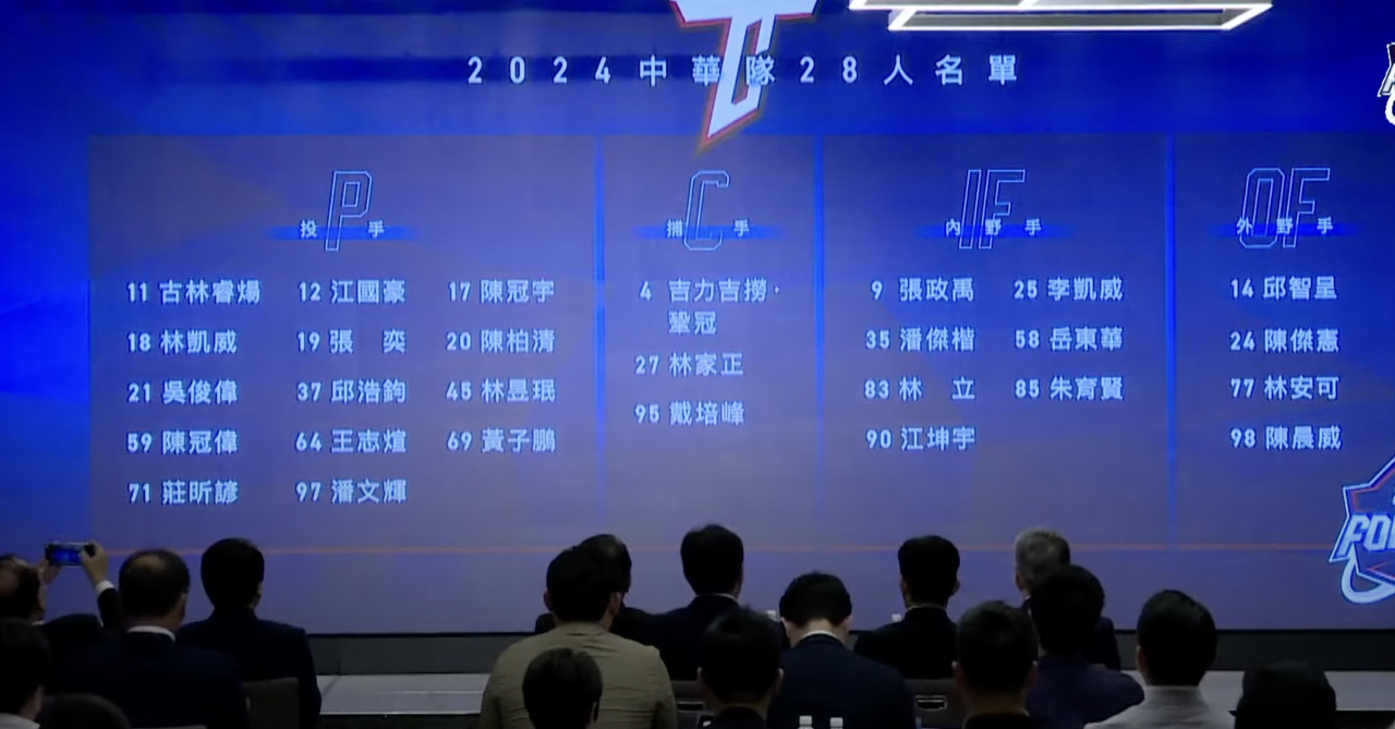 12強棒球賽台灣隊28人名單出爐  旅外3人助陣