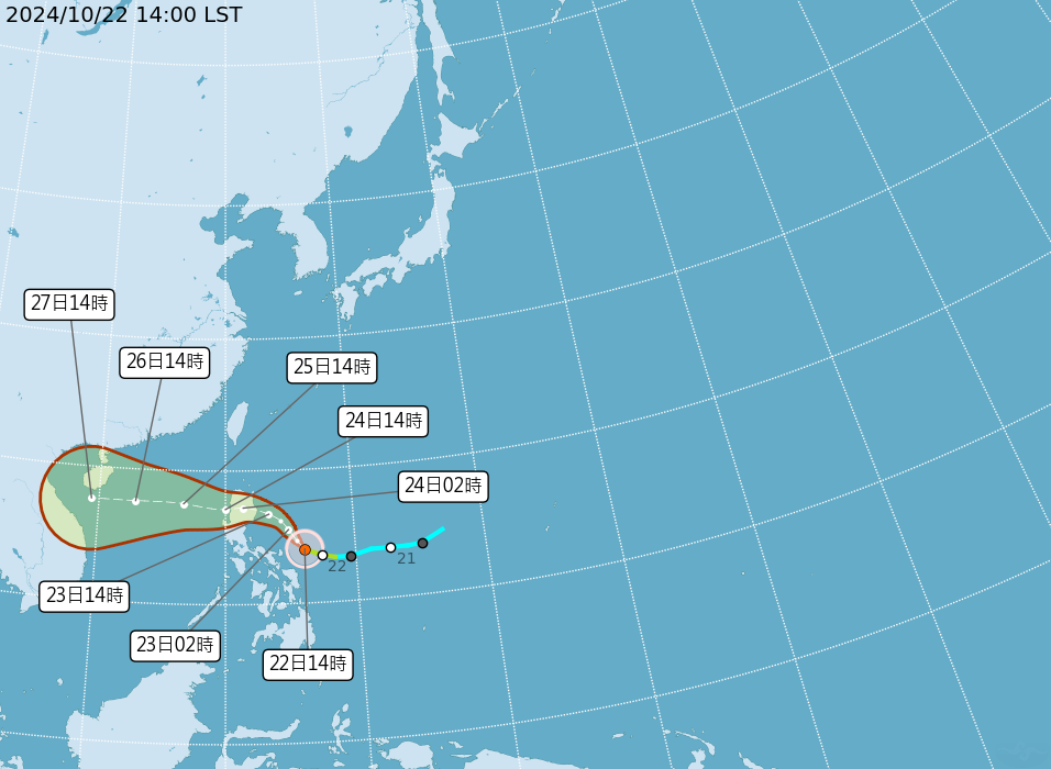 颱風潭美還在長胖 氣象局：24、25日防強風豪雨