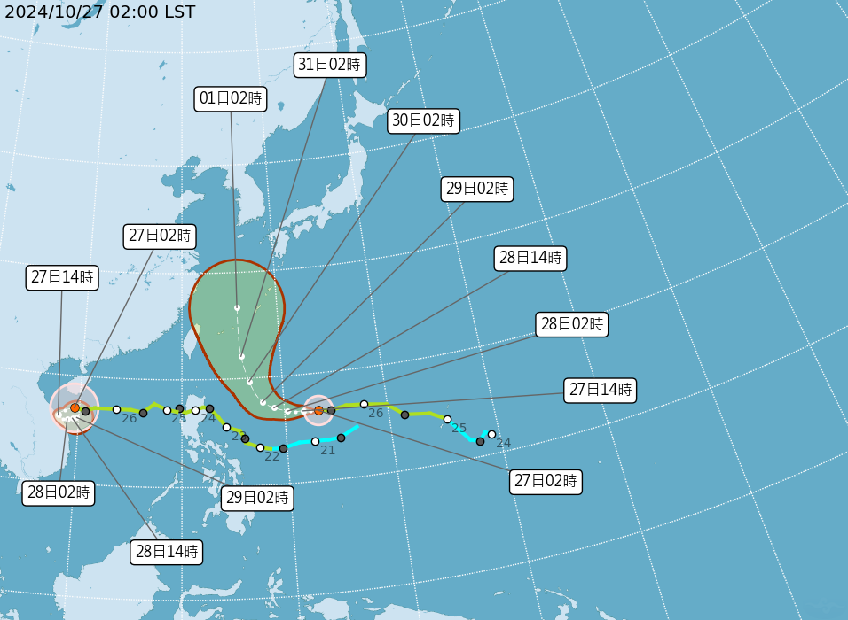 康芮颱風路徑修正更近台  週三起北、東防大雨