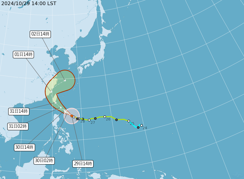 颱風康芮逼近 氣象署估下午5時30分發布海警