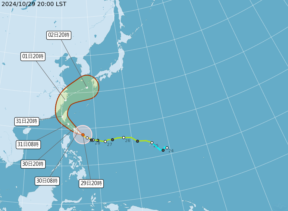 颱風康芮略增強 暴風圈有擴大趨勢31日籠罩全台