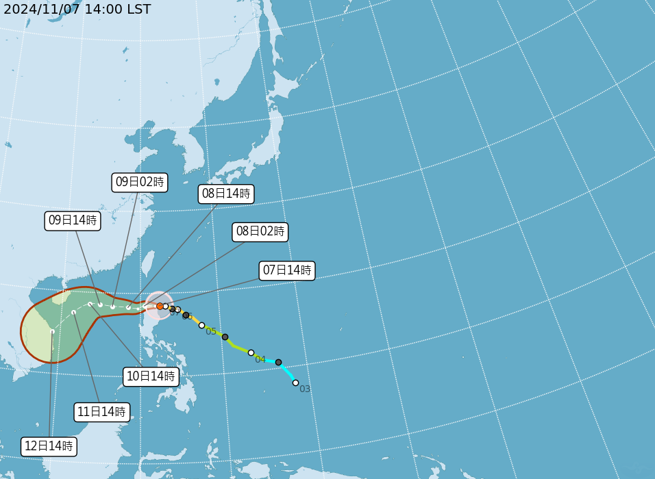 銀杏轉強颱對台無直接影響 週末假日可見好天氣