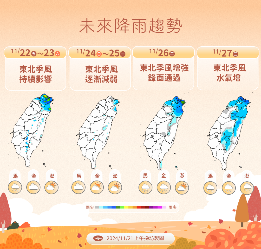 明逢小雪 入秋後首波冷氣團恐於下周三報到