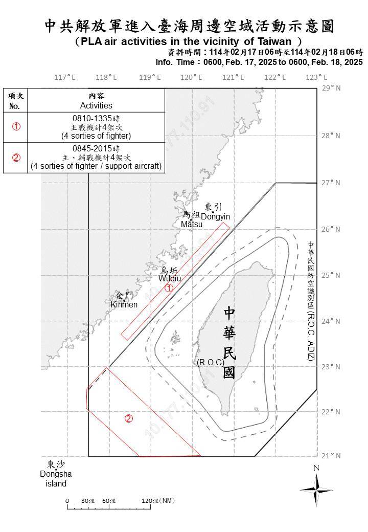 共軍18機艦船台海活動 國軍嚴密監控