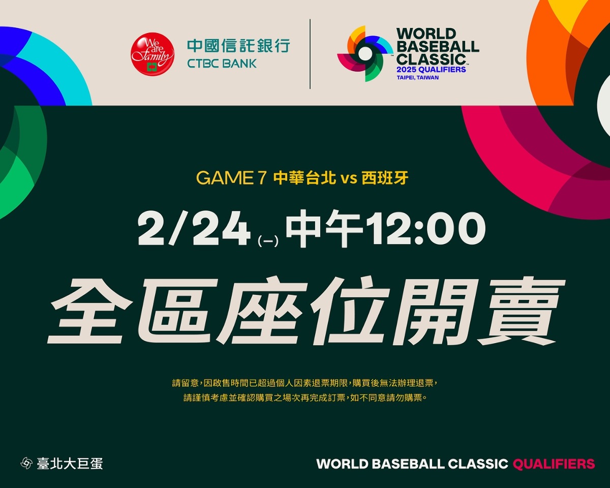 WBC資格賽／25日台灣與西班牙驟死戰    24日中午12點加開售票