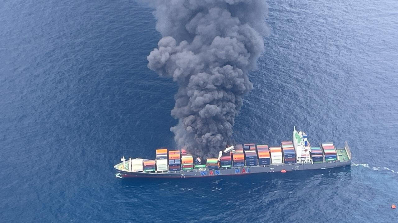 萬海旺春輪印度外海失火 4船員失蹤、18人撤離